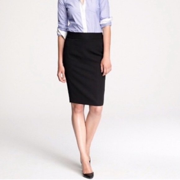 J. Crew  Super 120s Black Knee-Length Pencil Skirt for Work Size 10 - Picture 1 of 6